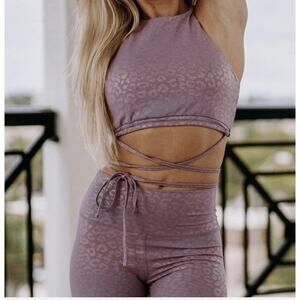 Werk Dancewear Purple Cheetah Strappy Wrap Sports Bra - Size Adult Medium